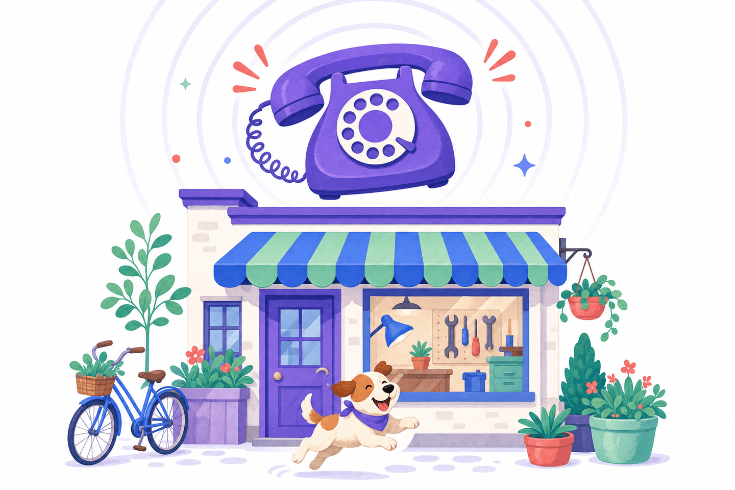 A friendly local shop with a ringing phone above it